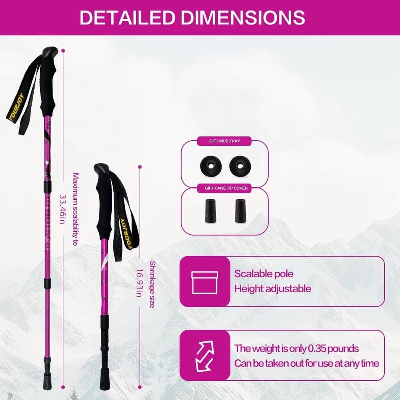 yourjoy Hiking Trekking Poles for Kids, 2 Pack Anti Shock, Adjustable, Collapsible Hiking Poles for Trekking or Walking, Lightweight Aluminum Sticks - Image 5